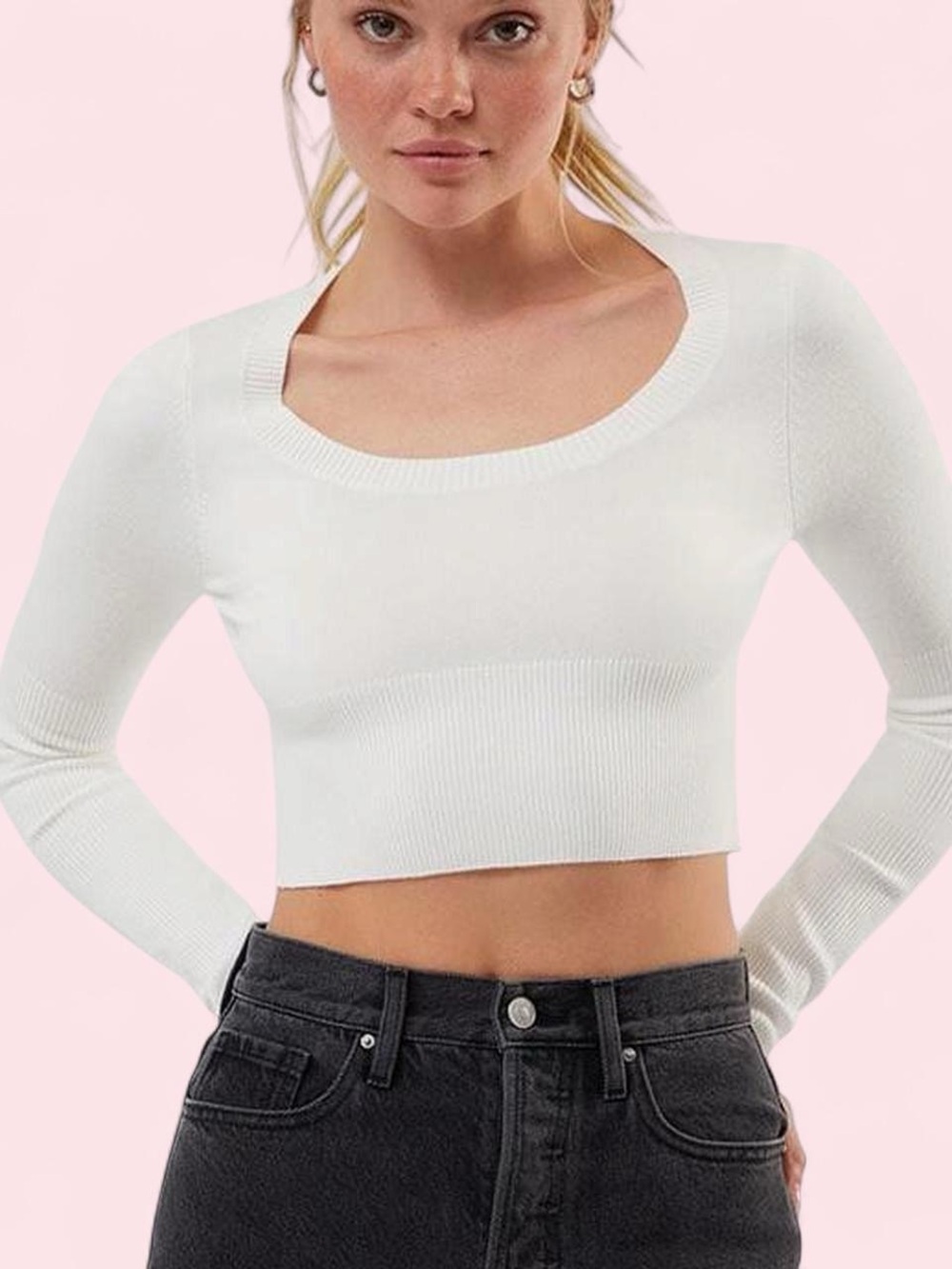 PacSun White Cropped Sweater Top